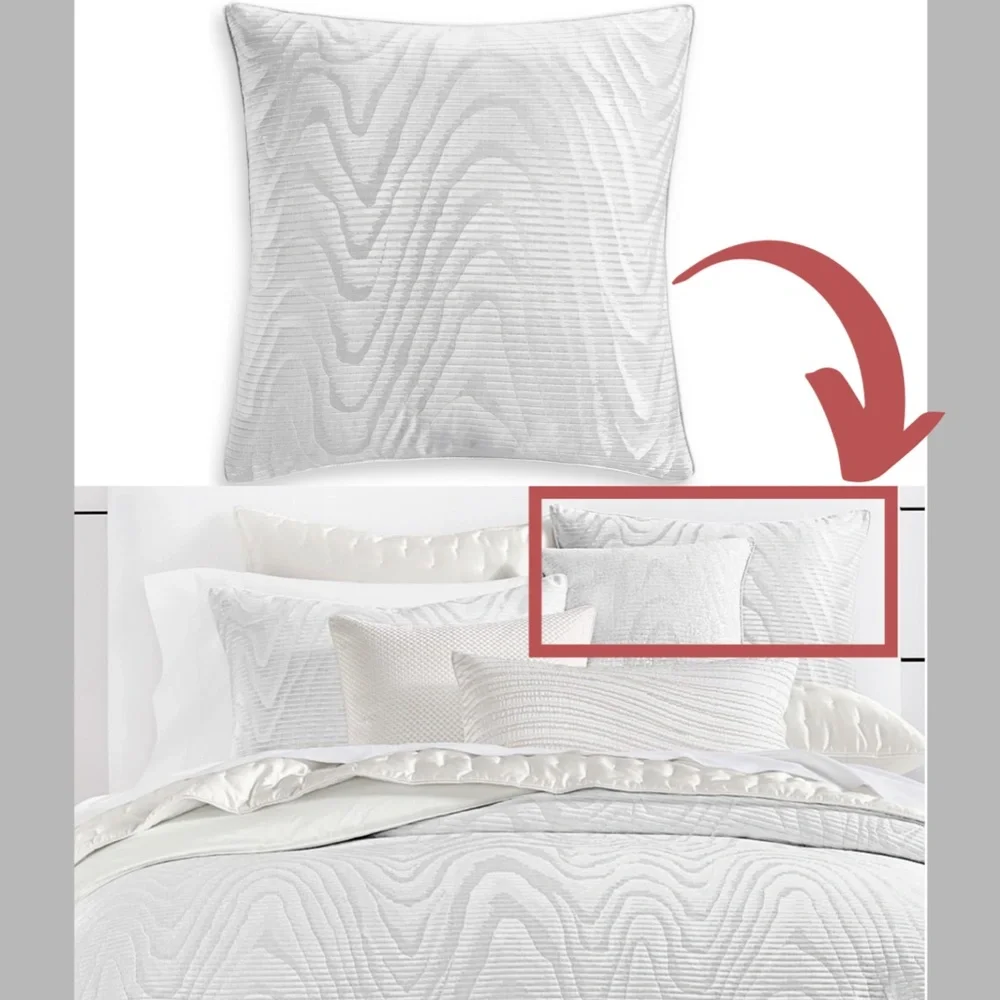 NIB Hotel Collection Moire Quilted (1) Euro European Sham Pillow Case‎